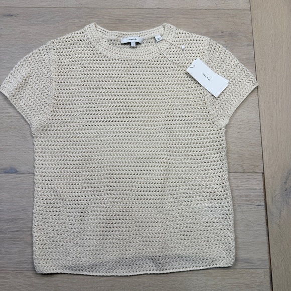 Vince Short Sleeve Crochet Top - Picture 2 of 8